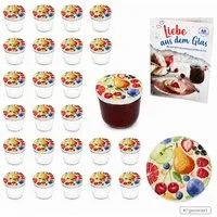 MamboCat Einmachglas 25er Set Sturzglas 230ml To 82 Comic Obst Deckel Rezeptheft Marmelade, Glas