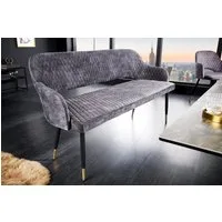 riess-ambiente Sitzbank PARIS 160cm grau / schwarz (Einzelartikel, 1-St), Esszimmer · Samt · Metall · Rückenlehne · Schlafzimmer · Retro Design