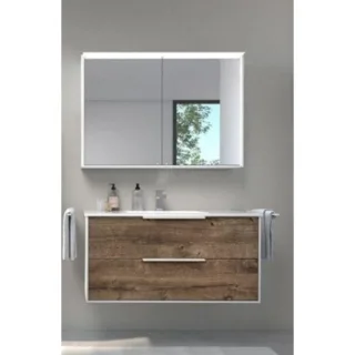 Artiqua Serie 774 Badmöbel-Set mit Spiegelschrank 80 cm 774B2281MSMS3 Waschtisch mit Unterschrank, Schwarz Matt