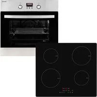 exquisit Backofen-Set BAKO65601H, autark einbaubar-Ofen mit Heißluft,Kochfeld mit Sensorbedienung