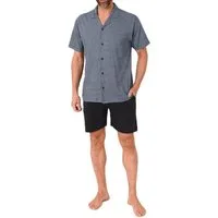 Normann Pyjama Herren Kurzarm Schlafanzug Shorty zum durchknöpfen, auch in Übergröße