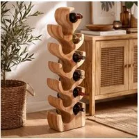 LebensWohnArt Weinregal Massivholz Weinregal Flaschenhalter BOTOL-L ca. H100cm Suar