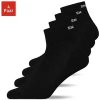 SNOCKS Sneakersocken kurze Socken für Herren & Damen mit Logo (4-Paar) mit Rippbund, verstärkte Sohle, halbhoch, aus Bio-Baumwolle