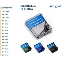 NEMAXX Schutzplane 450 g/m² PVC Abdeckplane wasserdicht reißfest UV mit Aluminium-Ösen (Massiv statt billig: trotzt Sturm, Regen und Schnee im Dauereinsatz., Verschweißter Saum, verstärkte Ecken: spannt straff und reißt nicht), 4 Farben, 15 Größen: I