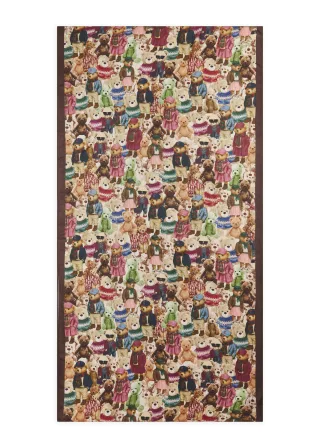 Schal aus Viskose mit Teddy-Bär-Motiven braun