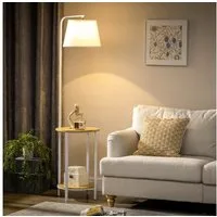 HOMCOM Stehlampe Stehleuchte mit Ablagen, Wohnzimmerlampe, Weiß 43x 39,5 x 162 cm