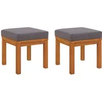 vidaXL Hocker Gartenhocker mit Kissen 2 Stk. 40x40x42 cm Massivholz (2 St)