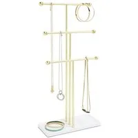 Umbra Schmuckbaum Umbra Trigem Schmuckständer weiß/goldfarben Schmuckbaum Kettenhalter, gepolsterte Unterlage