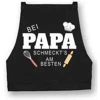 Youth Designz Grillschürze Herren Schürze Bei Papa Schmeckt es am besten Print Kochschürze, mit lustigem Spruch & Logo Aufdruck