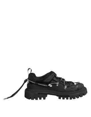 Dolce & Gabbana Schwarze Niedrige Schnür Trekking Sneaker Schuhe
