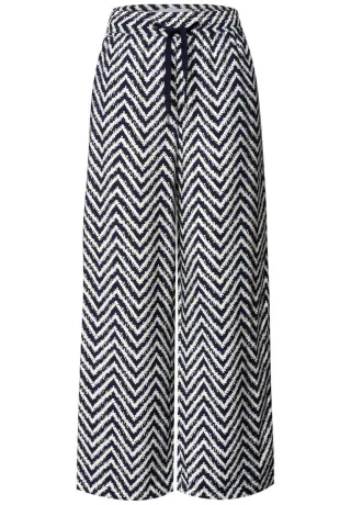Street One - Marlenehose mit Muster blau - Gr. - 30
