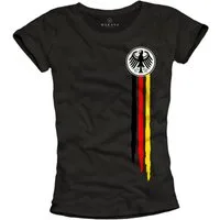 MAKAYA Kurzarmshirt Damen Trikot Deutschland Flagge EM WM T Shirt Fußball Top (Schwarz, Weiß, S, M, L, XL) aus Baumwolle