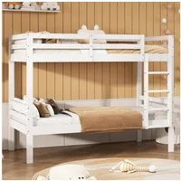 Merax Etagenbett (1-St., 2 x Einzelbett), Abnehmbares Kinderbett 90x200cm mit Absturzsicherung & Winkelleiter