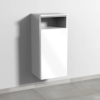 Sanipa 3way Mittelschrank mit 1 Tür und 1 offenem Fach, Weiß-Glanz, BS13578 BS13578