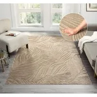 OTTO home Teppich Samia, Hoch-Tief-Struktur, rechteckig, Höhe: 19 mm, leichter Glanz, Floral, Blätter, Modern, Wohnzimmer, Schlafzimmer