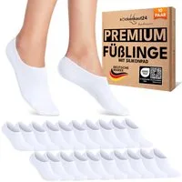 sockenkauf24 Füßlinge 10 Paar Premium Füßlinge Sneaker Socken Damen Herren Baumwolle (10-Paar) invisible Socks ohne Naht mit Silikonpad gegen Verrutschen - 70106T