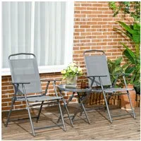 Outsunny Balkonset Sitzgruppe 3tlg., Klappbares Balkonmöbel-Set inkl. 1 Tisch, 2 Stühlen, (Gartenmöbel-Set, 3-tlg., Bistro-Set), Gartengarnitur für Garten, Terrasse, Mesh, Hellgrau