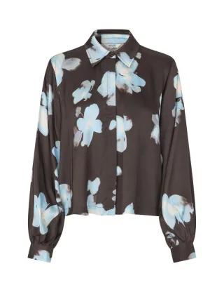 mbym - Bluse mit Blumenmuster blau - Gr. - S