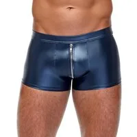 NEK Boxershorts Blaue Boxershorts im trendigen Metallic-Mattlook mit Reißverschluss (1-St) Eng & körperbetont