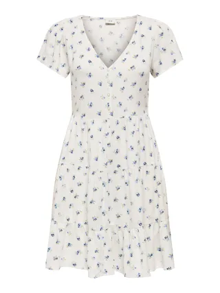 JDY - JDYSEZEN LIFE S/S BUTTON DRESS WVN DIA Cloud Dancer - Gr. - XS