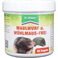 Dr. Stähler Vergrämungsmittel Maulwurf- und Wühlmausfrei Kugeln, Effektiver Schutz, Mit Eukalyptusöl, 50-St., Langzeitwirkung bis 85 Tage, Für Garten, Wege & Grünflächen