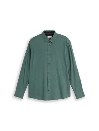 Tom Tailor - Regular Fit Hemd mit Allover-Print olive geometric design - Gr. - XXXL
