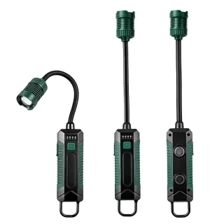 W07A 360° Swivel Hose Magnetic COB Work Light 2000mAh Type-C Rechargeable IPX4 Telescopic Zoom for Auto Repair Camping E