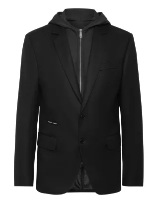 Blazer mit Kapuze aus wasserabweisender Wolle