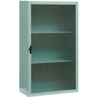 en.casa Hängeschrank »Zundert« 60 x 35 x 15 cm mit geriffelter Glastür Stahl Mintgrün