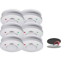 smartwares Rauchmelder (6er Set 10 Jahres Brandmelder mit Magnethalter Kleben statt Bohren)