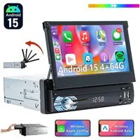 ESSGOO DAB+ 4+64G 1DIN 7'' Flip Out Android 15 Carplay Autoradio GPS WIFI FM Autoradio (Digitalradio (DAB), 4+64GB(optional), RDS, AM, FM, Carplay Android Auto Bluetooth EQ USB GPS Navi WIFI Touchscreen)