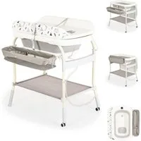 Babyshoppen Babybadewanne Babybadewanne Wickeltisch 2in1, Garda Thermometer Räder Wickelauflage