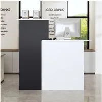 HOMSEE Empfangstheke mit Schublade & Ablagefächern, für Café, Büro & Salon, 121x60x110cm (1-St), Rezeptionstisch, Rezeptionstheke, Modern Dunkelgrau-Weiß
