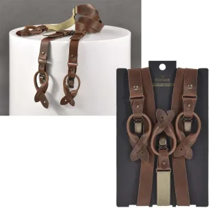 Sir Redman Leder Hosenträger Herren zum Knöpfen und Clippen WORK – Leder braun. Traditionelles Handwerk für einen perfekt geordneten Vintage-Look.