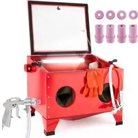 Arebos Sandstrahlkabine 90 Liter, inkl. Strahlpistole, Sichtfenster + 5 Ersatzfolien, 90,00 l, max. 5 bar, Set