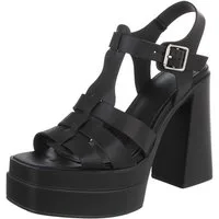 Ital-Design Damen Sandalette Plateau Blockabsatz mit Schnalle Plateausandaletten (91849170) Blockabsatz Sandalen & Sandaletten in Schwarz