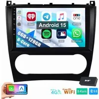 ESSGOO Für Benz C-Klasse W203 CLK C209 6+128G Carplay 4G LTE Autoradio (RDS, Digitalradio (DAB), FM, AM, Carplay Android Auto GPS Navi WIFI BT 4G LTE)