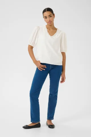 Kurzarm-Bluse Regular fit Chalk white