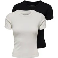 ONLY Kurzarmshirt ONLEASY S/S TOP CS JRS 2 PACK (Packung, 2-tlg) Baumwollmischung, regular fit