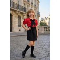 Parla Kids Shirt & Rock Schwarzer Rock mit Raffung und rote Bluse mit schwarzer Schleife