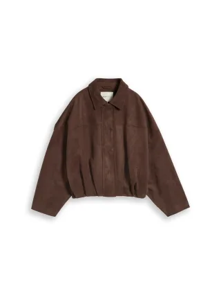 Denim Tom Tailor - Loose Fit Jacke in Wildleder-Optik cool dark brown - Gr. - XL