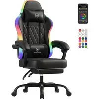 GTPLAYER Gaming-Stuhl Bürostuhl Gaming Chair mit LED Lichtleiste, Gamer Stuhl, Rückenlehne mit Aufbewahrungstasche PC Stuhl mit Fernbedienung