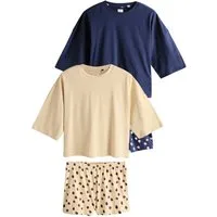 Next Pyjama Kurzärmliger Pyjama aus Baumwolle, 2er-Pack (4 tlg)