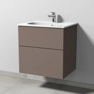 Sanipa 3way Waschtischunterbau zu Geberit Acanto Slim Waschtisch mit 2 Auszügen, Taupe-Matt SP4101T