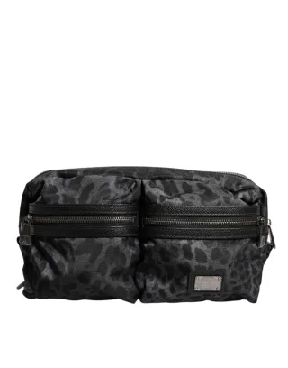 Schwarze Graue Leopard DG Logo Gürtel Hüfttasche
