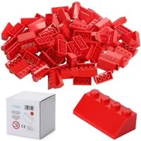 Katara 100 Dachsteine Dach Dachziegel Bausteine Konstruktionsspielsteine, (Packung), Rot, 100% Kompatibel Sluban, Papimax, Q-Bricks, LEGO®