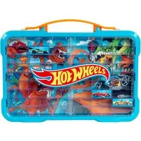 Klein Sammelkoffer Sammelvitrine für 54 Autos, mit leuchtendem Hot Wheels Logo