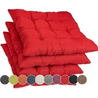 sunnypillow Stuhlkissen 4er Set Stuhlkissen mit Bändern Ontario, Rot