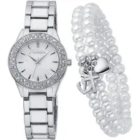 Aniston JEWELRY & WATCHES Quarzuhr, (Set, 2-tlg., mit 2-reihigem Armband), Armbanduhr, Damenuhr, Schmucksteine, neue Kollektion