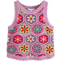 Next Trägertop Geblümtes Tanktop in Häkeloptik (1-tlg)